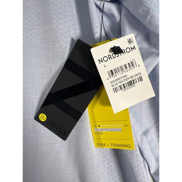 NWT ZELLA Low Compression L/S Gym Training Blue Feather Melange Shirt, Size: L - Picture 4 of 8